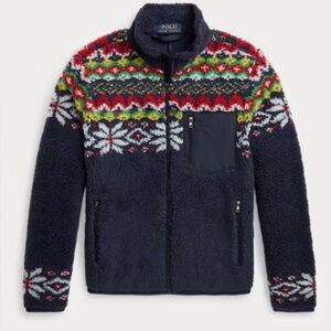 Polo Ralph Lauren  Boy Fair Isle Snowflake Sherpa Fleece Jacket NWT